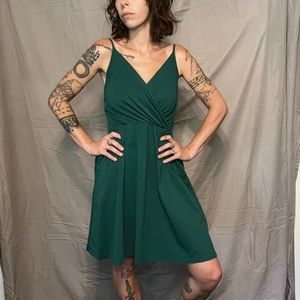 Green Wrap-Style Summer Dress
